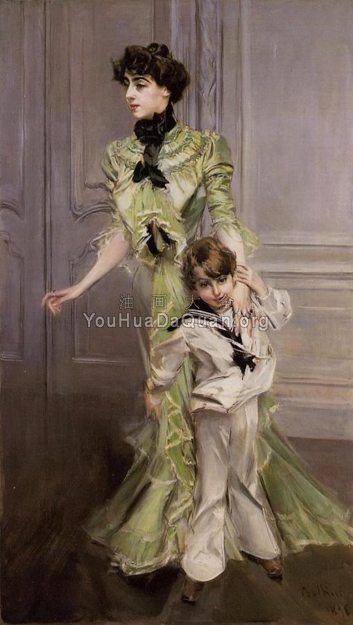 Portrait of Madame Georges Hugo and Her Son, Jean - 乔瓦尼·波尔蒂尼